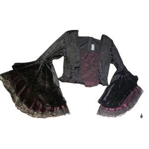 Lip Service Velvet Lace Bell Sleeve Corset Top